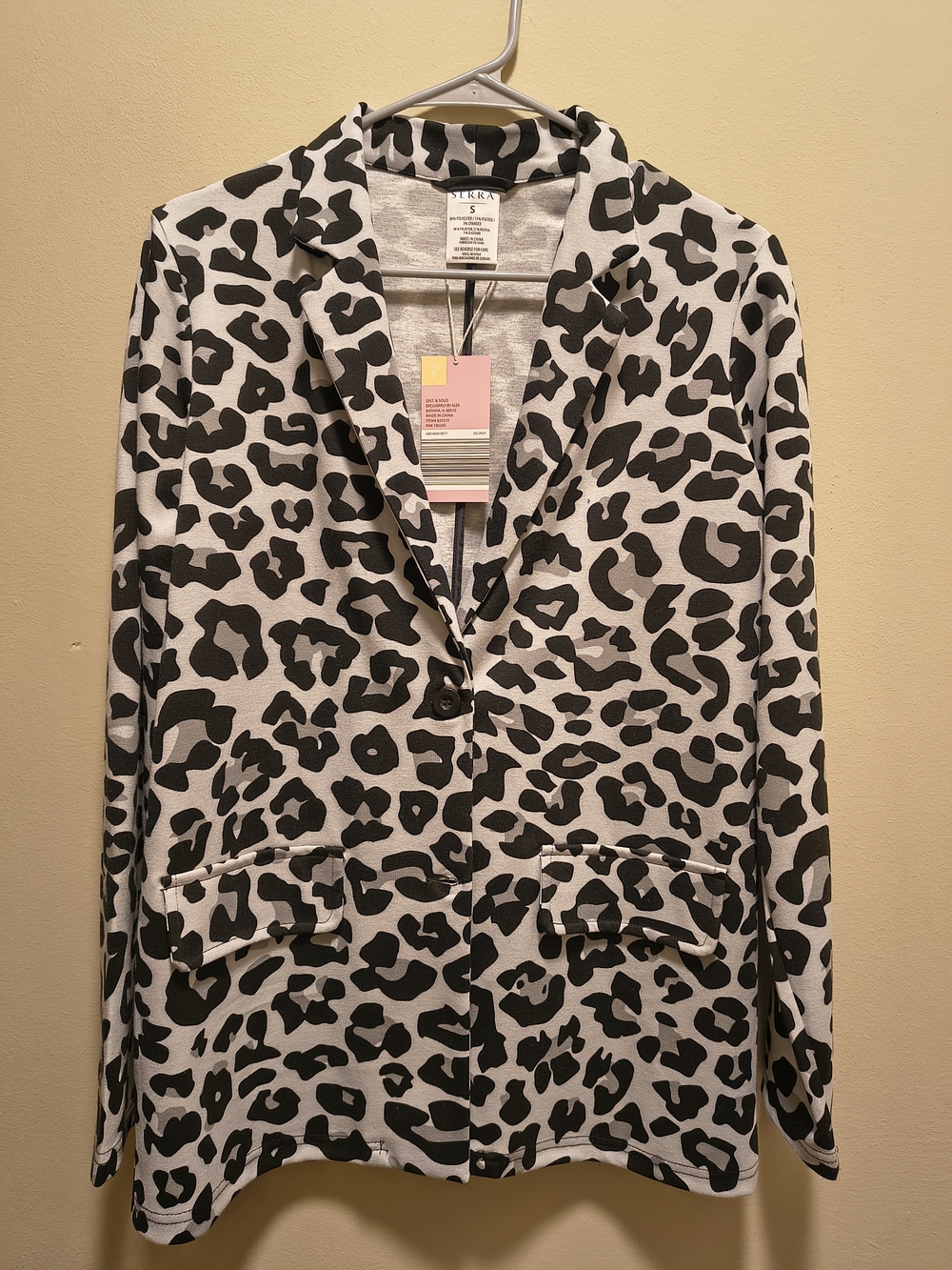 Serra Black and White Leopard Print Blazer Jacket